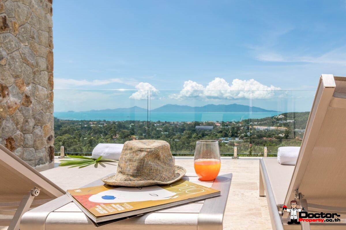 New 4 Bedroom Villa with Sea View in Bo Phut Hills, Koh Samui - For Sale